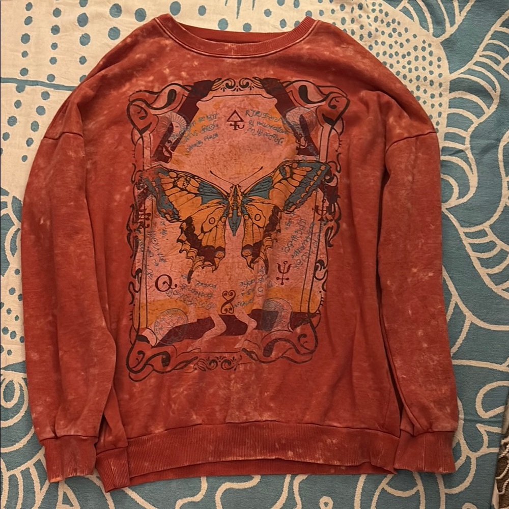Rust Graphic Sweatshirt with Butterfly Design